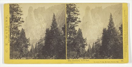 The Sentinel, 3270 feet, Yosemite Valley, Mariposa County, Cal., 1867, Carleton Watkins, American,