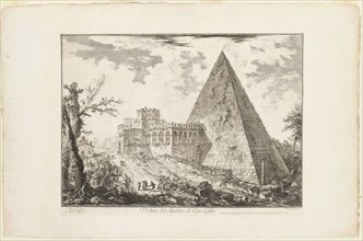 View of the Pyramidal Tomb of Cestius, from Views of Rome, 1750/59, Giovanni Battista Piranesi,