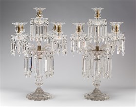 Pair of Candelabra, 1835/40, England, Glass and brass, 6 × 38.9 × 39 cm (22 1/8 × 15 3/8 × 15 1/2