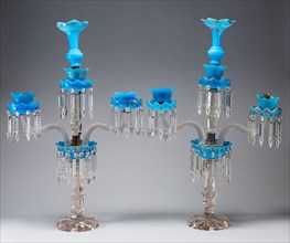 Two Candelabra, c. 1835, France, Glass with gilt metal, 1979.1005: 74.6 × 49.2 × 15.8 cm (29 7/16 ×