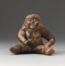 Seated Female Figure, 800/400 B.C., Olmec, Gulf Coast, Mexico, México, Ceramic and pigment with