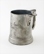 Pint Mug with Spout, c. 1840, England, Pewter, 11.4 × 10.2 × 8.3, 12.1, 12.1 cm (H. 4 1/2 × D. base