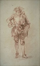Standing Gentleman, n.d., Nicolas Lancret, French, 1690-1743, France, Red chalk, with stumping, and