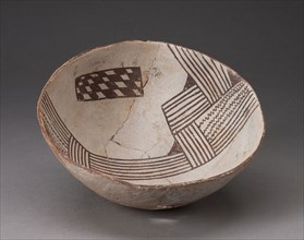 Bowl with Bold, Irregular Geometric Bands of Stripes, Zigzag, and Checkerboard Motifs, A.D.