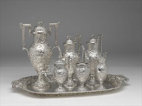 Tea and Coffee Service with Tray, 1850/1900, Andrew Ellicott Warner, American, 1786–1870, Andrew