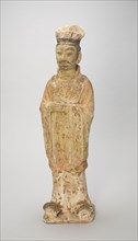 Standing Court Official, Style of Tang Dynasty (618–907) with later painted detail, China,