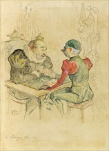Le bézigue, 1895, Henri de Toulouse-Lautrec, French, 1864-1901, France, Lithograph with