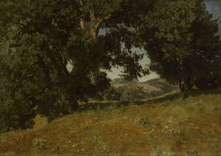 Landscape, 1835/40, Eugène Blery, French, 1805-1887, France, Oil on paper mounted on canvas, 13 3/4