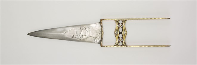 Dagger (Katar), 17th century, India, Rajasthan, India, Steel and gold, 47 x 8.8 x 1.7 cm (18 1/2 x