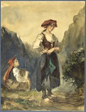 Peasant Women from the Region of the Eaux-Bonnes, 1845, Eugène Delacroix, French, 1798-1863,