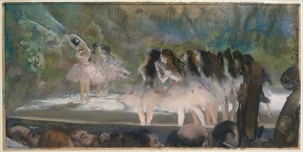 Ballet at the Paris Opéra, 1877, Edgar Degas, French, 1834-1917, France, Pastel over monotype on