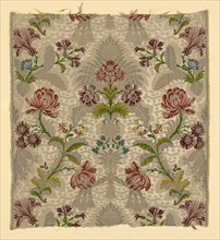 Panel, 1725/75, France, Silk, damask weave with areas of brocading in silk and gilt strip wound