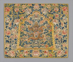 Panel (Furnishing Fabric), Qing dynasty(1644–1911), 1860/80, China, Golden yellow silk embroidered