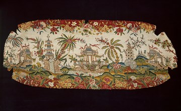 Panel (From a Settee), 1745/55, Probably England, England, Linen, plain weave, embroidered with