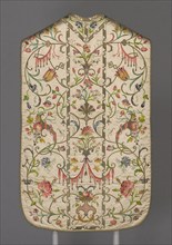 Chasuble, 1740/50, Italy, Piemonte, Italy, Silk, warp-float faced 7:1 satin weave, embroidered with