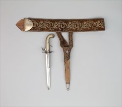 Combination Hunting Dagger and Double-Barrel Percussion Pistol, Sheath, and Belt of Emperor