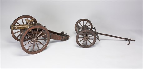 Model Artillery Cannon with Field Carriage, second half of 17th century, French, France, Bronze,