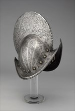 Comb Morion, 1580/90, Northern Italian, probably Brescia, Brescia, Steel, brass, and leather, H. 34