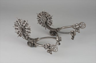 Pair of Rowel Spurs, 18th/19th century, Mexican, México, Iron, L. 13 cm (11 1/2 in.), W. 12.1 cm (4
