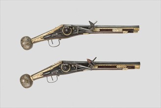 Pair of Wheellock Pistols, 1577, A. Drechsler, German, Dresden, Dresden, Steel, L. 62 cm (24 3/8 in