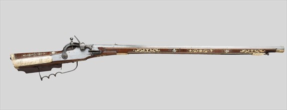 Baltic Snaplock Rifle, 1610/50, Polish and Swedish, Poland, Steel, brass, iron, wood, horn, and