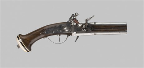 Double-Barrel Revolving Flintlock Pocket Pistol, c. 1650/60, Lock signed Henri Suber, French,