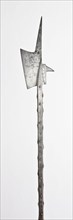 Halberd, c. 1500, German, Germany, Steel and wood (oak), Blade L. 39.3 cm (15 1/2 in.)