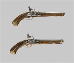 Pair of Flintlock Pistols, early 18th century, Barrels signed Lazzarino Cominazzo, Italian,
