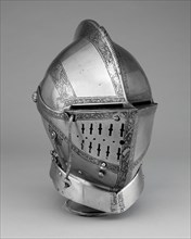Close Helmet for the Tourney, c. 1560, South German, Landshut, Landshut, Steel and leather, H. 25.4