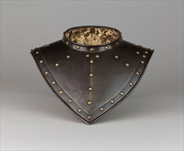 Gorget, 1620/50, German, Germany, Steel, brass, gilding, and leather