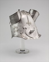 Demi Shaffron, 1570/80, German, Germany, Steel, pewter, and leather