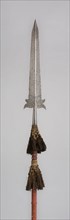 Partisan, early 17th century, Italian, perhaps Netherlandish, Italy, Steel, wood, cloth, brass, and