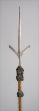 Friuli Spear, 1540/60, Italian, Italy, Steel, wood (pine), velvet, brass nails, tassels, and gilded