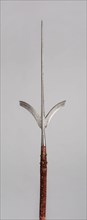 Friuli Spear, late 16th century, European, Europe, Steel, wood (chestnut), brass, and velvet, Blade