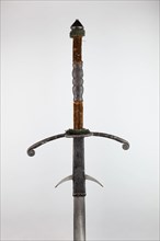 Two-Handed Sword with Scabbard, 1580/1600, German, possibly Munich, Munich, Steel, iron, wood, silk