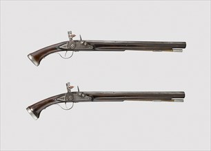 Pair of Flintlock Pistols, 1640/60, English, England, Steel, walnut, iron, and maple, L. 58.8 (23