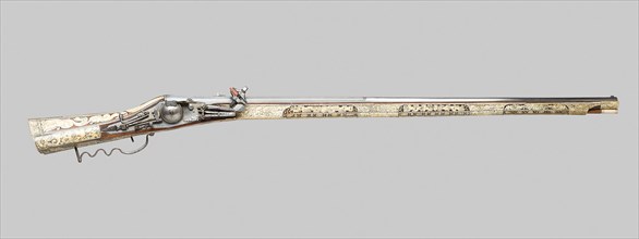 Wheellock-Matchlock Gun, 1580/1600, German, Thuringia (Possibly Suhl), Suhl, Steel, walnut, and