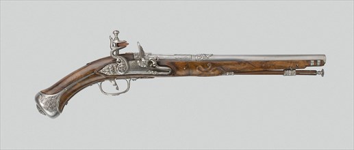 Flintlock Pistol, c. 1680, Italian, Brescia, Italy, Steel and walnut, L. 48 cm (18 7/8 in.)