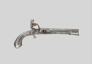Flintlock Belt Pistol, c. 1780, Gunsmith: John Murdoch (Scottish), Doune, Doune, Steel, leather,