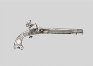 Flintlock Belt Pistol, c. 1735, Gunsmith: Thomas Caddell (Scottish), Doune, Scotland, Steel,