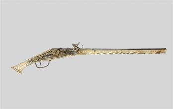 Wheellock Pistol, c. 1570/88, Spanish, possibly German, Germany, Wood, staghorn, steel, and gold,