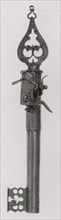 Door Key with Flintlock Pistol, 1600/1700, Italian, Italy, Steel, L. 21.5 cm (8 1/2 in.)
