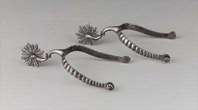 Pair of Spurs, first half of 17th century, German, Germany, Iron, L. 20.3 cm (8 in.), W. 11.4 cm (4