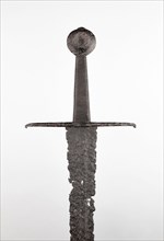 Sword, early 15th century, European, Europe, Iron, steel, wood, and cord, Overall L. 97.8 cm (38