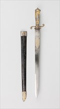 Hunting Hanger with Scabbard, 1740/60, French, France, Steel, gilding, wood and leather, Overall L.