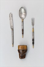 Knife, Fork and Spoon with Cap of a Trousse-Sheath, late 17th century(?), European, possibly