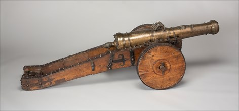 Field Cannon with Carriage, c. 1650, Austrian, Europe, Bronze and wood, Length overall of cannon: