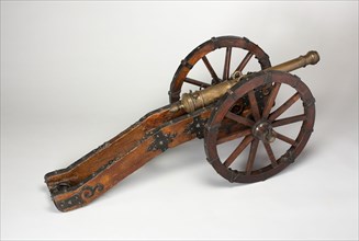 Model Field Cannon with Carriage, 17th century, Italian, Venice, Venice, Bronze, iron, and wood,