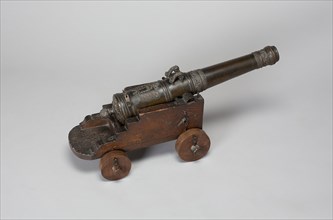 Model Field Cannon with Carriage, 1677, French, possibly Dutch, France, Bronze and wood, Length