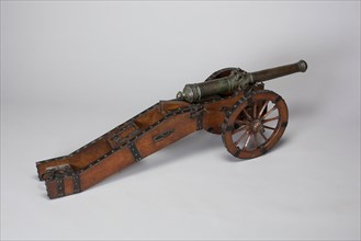 Model Field Cannon with Carriage, c. 1740, German, Germany, Bronze, wood, and iron, Length: 61.4 cm